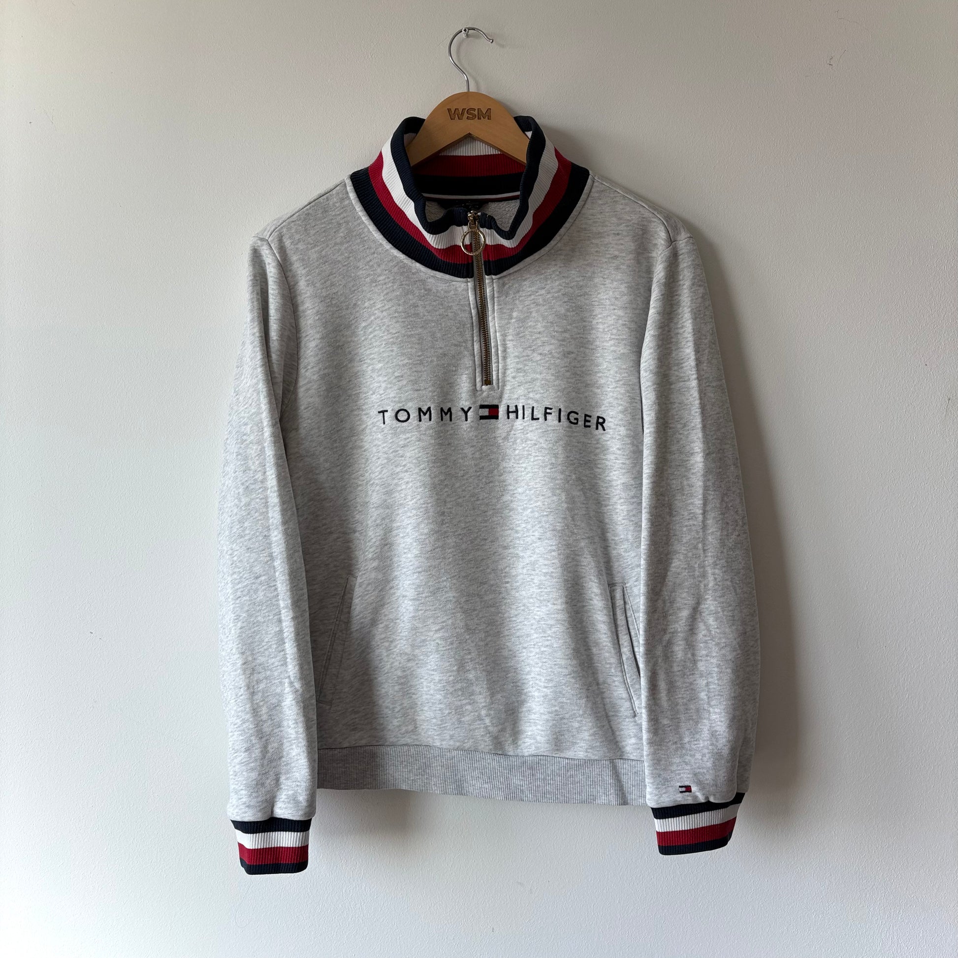 Vintage Tommy Hilfiger Quarter Zip Sweatshirt - L